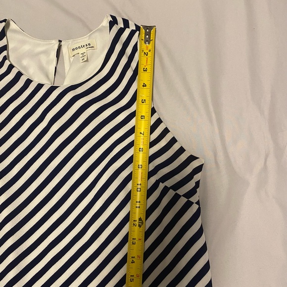 Monteau asymetrical blouse white and navy striped - Picture 6 of 8
